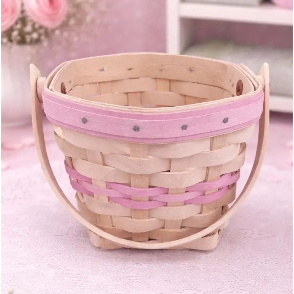 Longaberger 2001 American Cancer Society Hope Basket Pink Accents Vintage